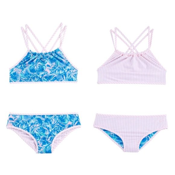 NEW vineyard vines tropical turtles reversible swim top 🐳 xs 5-6